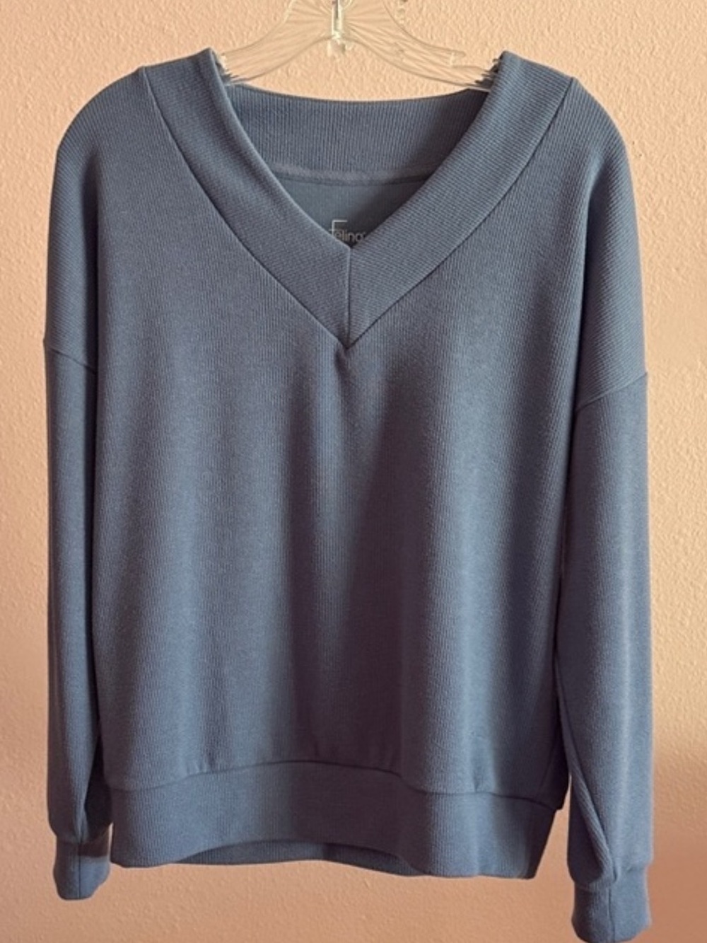 Felina Slate Blue V-Neck Pullover Sweater